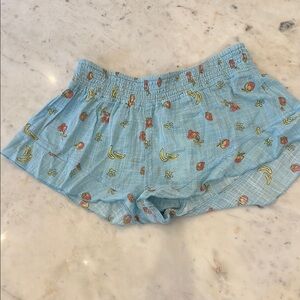 Light Blue Fruit Print Sleep Shorts